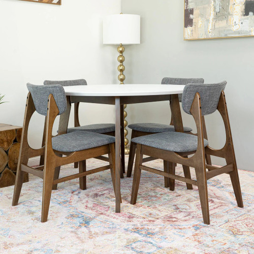 Aliana White Table with 4 Collins Gray Chairs
