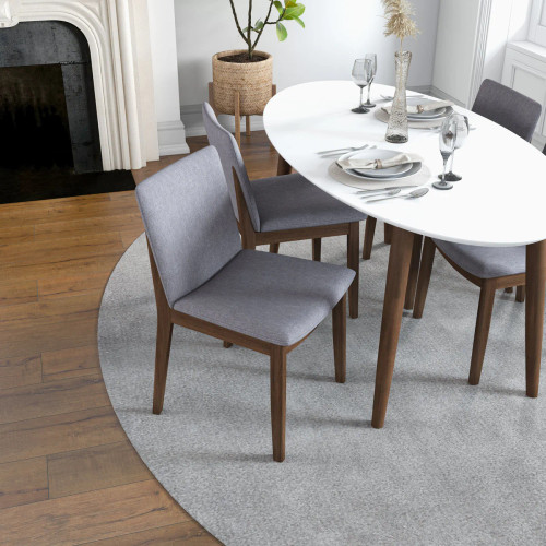 Rixos White Table with 4 Virginia Light Gray Chairs