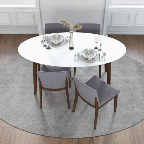 Rixos White Table with 4 Virginia Light Gray Chairs
