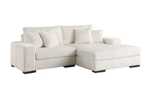 Comfy L Shaped Sectional in Soft Pin Stripe