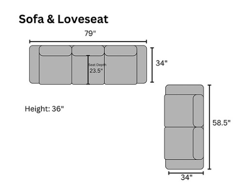 Zander Sofa and Loveseat Set in Fabric