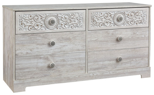 Paxberry - Six Drawer Dresser - Vinyl-Wrapped - Whitewash