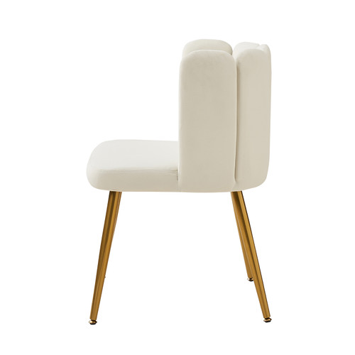 Elena Contemporary Upholstered Side Chair with Tufted Back and Metal Legs (Set of 2)