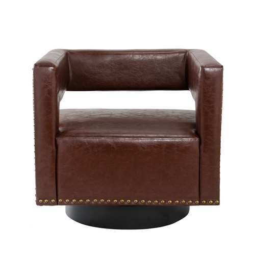 Ferrero Contemporary and Classic Swivel Barrel Chair with Nailhead Trim