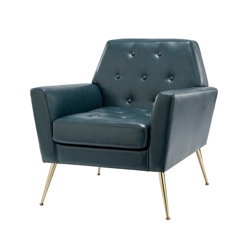 Ilioneus Modern Polyurethane Button-tufted Geometric Shape Armchair with Gold Accent Legs