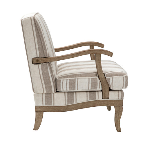 Quentin Farmhouse Style Wooden Upholstered Arm Chair with Graceful Feet Curves and Comfortable Cushion