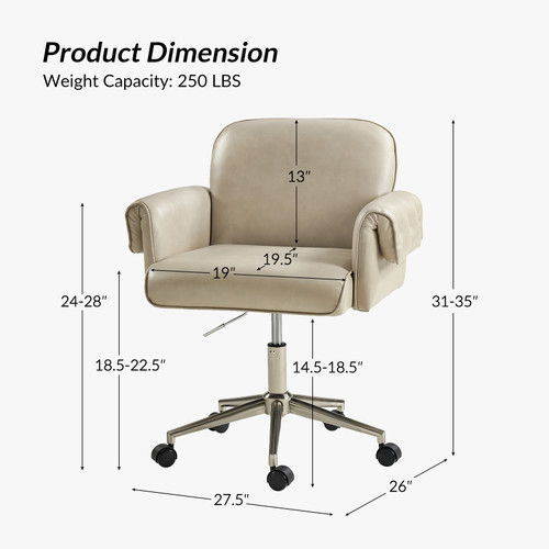 Gus Faux Leather Swivel Ergonomic Task Chair with Metal Feet