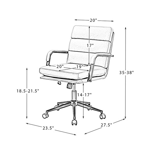 Joa Modern Leather Comfortable Ergonomic Office Chair with Tilt Lock and Center Tilt