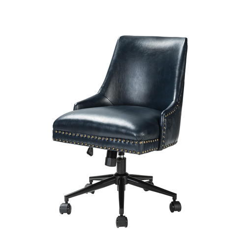 Taurino Contemporary Leather Swivel Height-adjustable Task Chair with Nailhead Trim