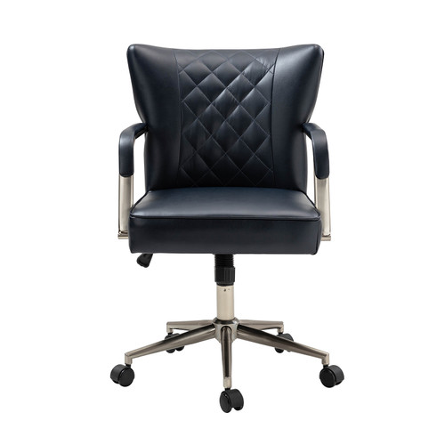 Falko Faux Leather Polyurethane Elegant Diamond-Tufted Swivel Task Chair with Height-Adjustable Legs