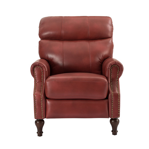 Oenides Genuine Leather Recliner with Rolled Arms