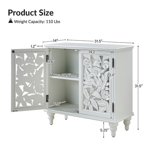 Dimitri Traditional 32 in. Tall 2 - Hollow Door Accent Display Cabinet with LED Light