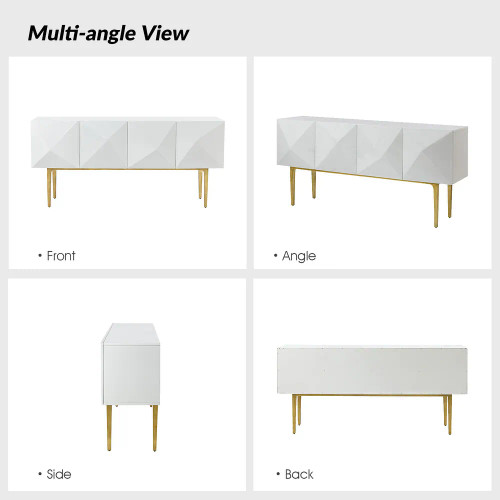 Joschka Paint Finish 71 in.Wide Modern Storage Sideboard with 3D Viewing Standard and Metal Legs