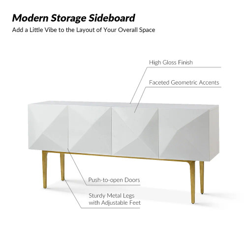 Joschka Paint Finish 71 in.Wide Modern Storage Sideboard with 3D Viewing Standard and Metal Legs