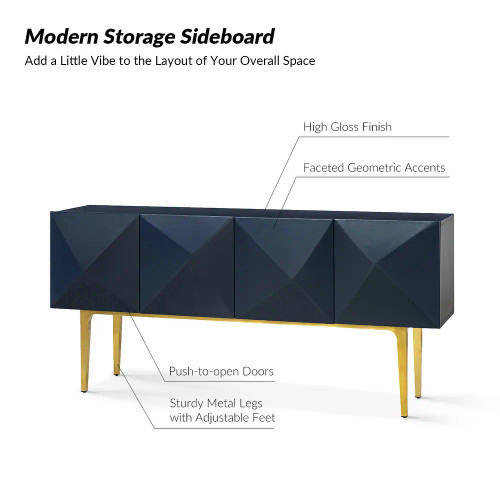 Joschka Paint Finish 71 in.Wide Modern Storage Sideboard with 3D Viewing Standard and Metal Legs
