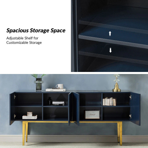Joschka Paint Finish 71 in.Wide Modern Storage Sideboard with 3D Viewing Standard and Metal Legs
