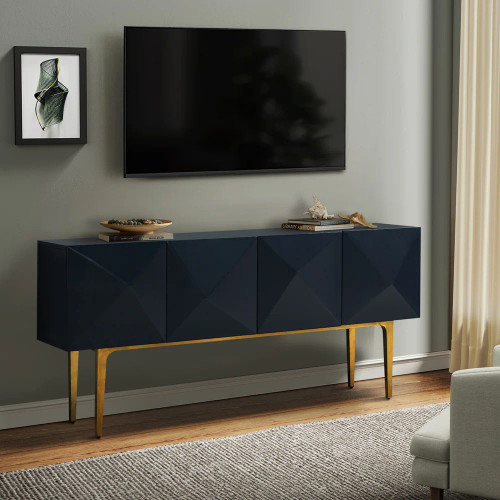 Joschka Paint Finish 71 in.Wide Modern Storage Sideboard with 3D Viewing Standard and Metal Legs