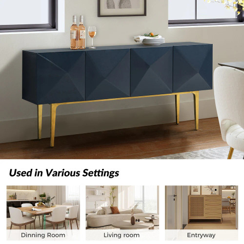 Joschka Paint Finish 71 in.Wide Modern Storage Sideboard with 3D Viewing Standard and Metal Legs