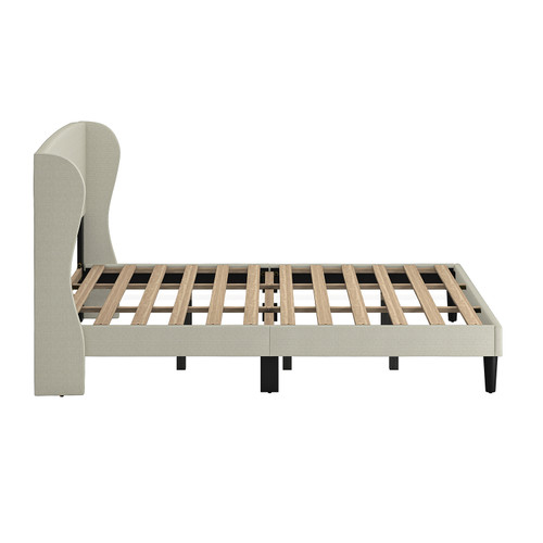 Eckhard Upholstered Wood Frame Wingback Platform Bed with Tapered Legs