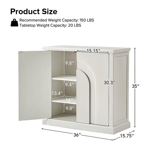Lauris Transitional Distressed 35 in. Tall 2-Door Accent Cabinet with 2 Adjustable Shelves