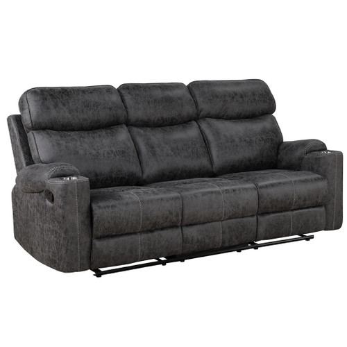 Hirah - Motion Sofa - Dark Gray Polish Microfiber Hirah - Motion Sofa - Dark Gray Polish Microfiber
