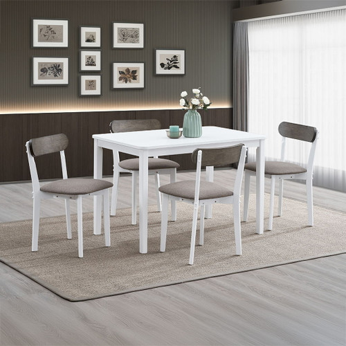 Fidelity - 5 Piece Dining Set - White & Gray