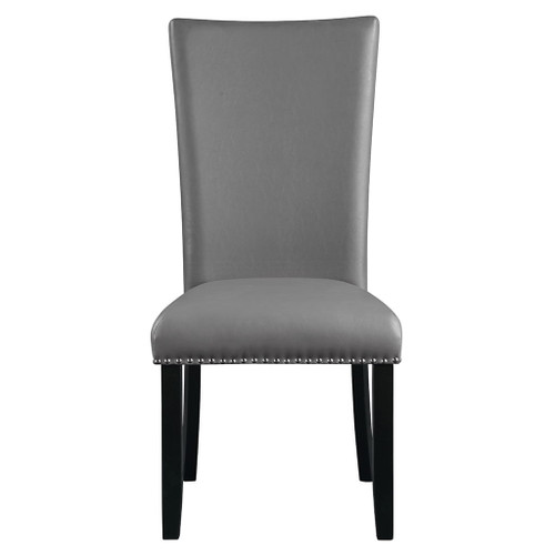 Caralin - Side Chair Set of 2) - Gray Synthetic Leather & Black
