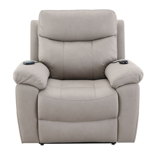 Chriki - Power Recliner With Lift & Heating & Massage - Beige Chenille & Black