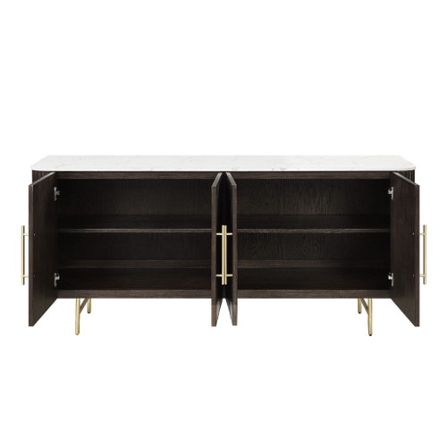 Clayten - Server - White Natural Marble Top & Espresso