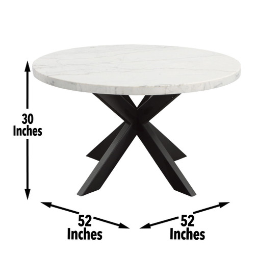 Xena - Marble Top Round Table - White / Black