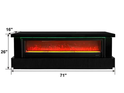Pebble Modern Fireplace with Bluetooth