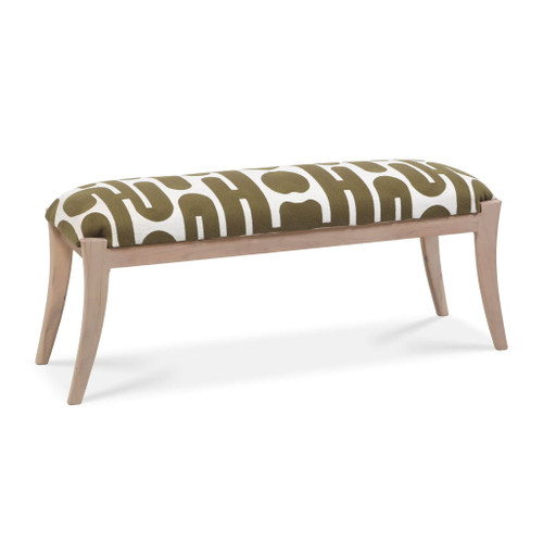Arielle - Embroidered Bench - Olive / White Arielle - Embroidered Bench - Olive / White