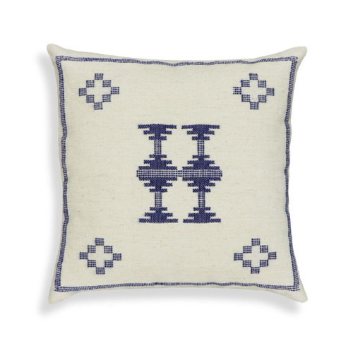 Aztec - Wool Square Accent Cushion - Cream / Indigo Aztec - Wool Square Accent Cushion - Cream / Indigo