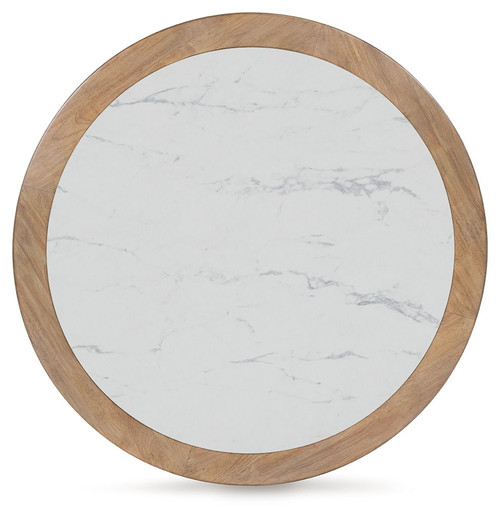 Camdill - Round Cocktail Table - Light Brown / White