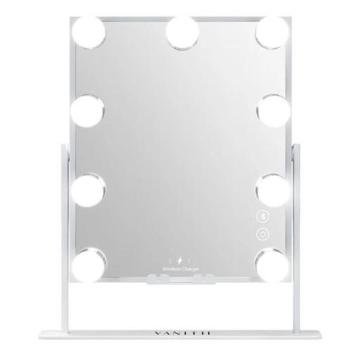 Vanity Mirror with Lights Hollywood Makeup Mirror with 9 Bulbs Wireless Charger