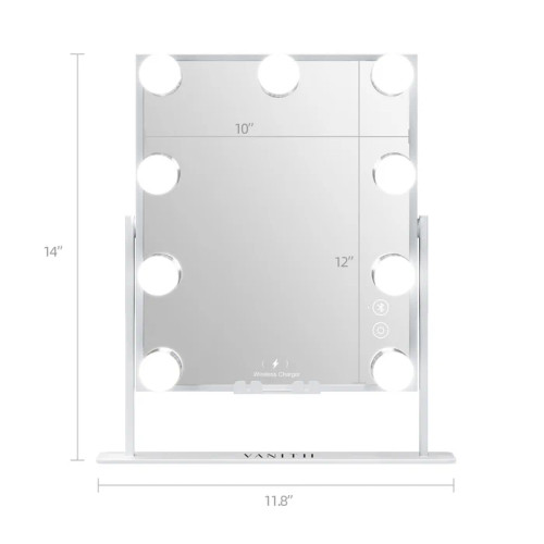Vanity Mirror with Lights Hollywood Makeup Mirror with 9 Bulbs Wireless Charger