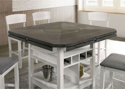 Stacie - Counter Height Round Dining Table - White / Gray