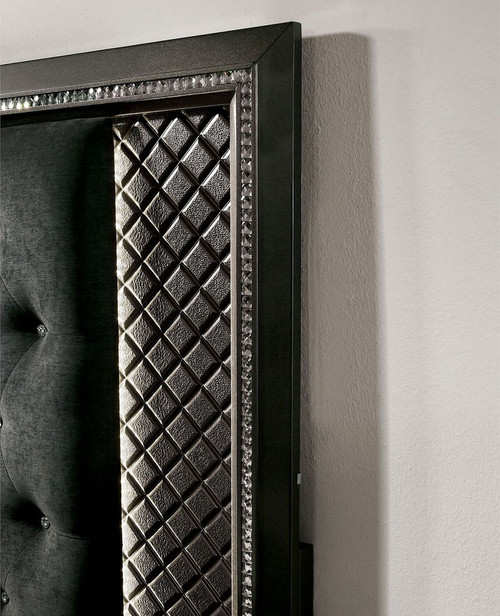 Demetria - Eastern King Bed - Metallic Gray