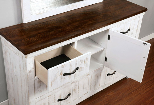 Alyson - Eastern King Bed - Distressed White / Walnut