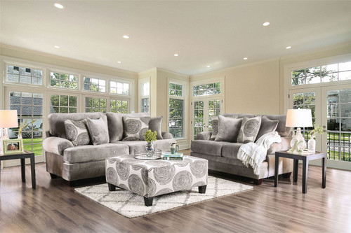 Bonaventura - Loveseat - Gray / Pattern