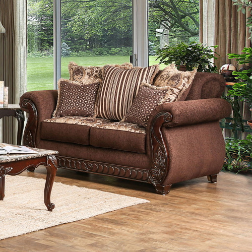 Tabitha - Loveseat - Brown / Gold