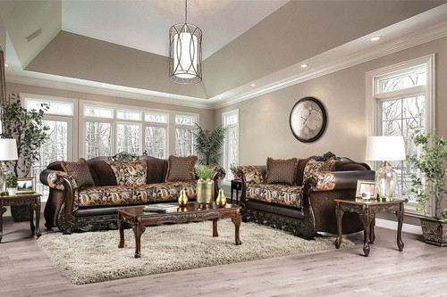 Newdale - Loveseat - Brown / Gold