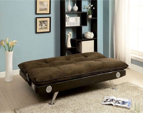 Gallagher - Futon Sofa With Bluetooth Speaker - Dark Brown