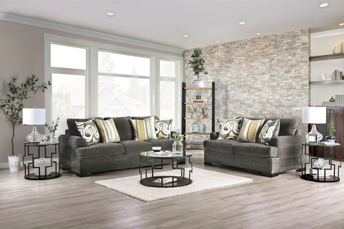 Taliyah - Loveseat - Gray / Brown / Yellow
