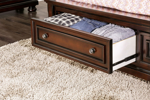 Northville - California King Bed With Drawers - Dark Cherry