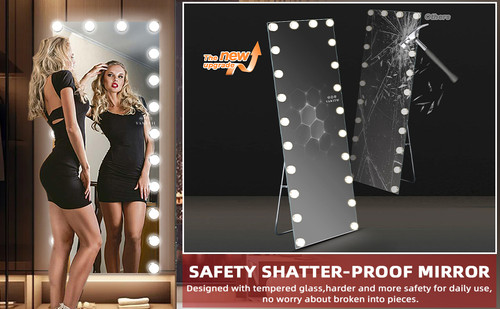 Full Length Floor Mirror with 22 Bulbs 63" x 26" Full Body Mirror