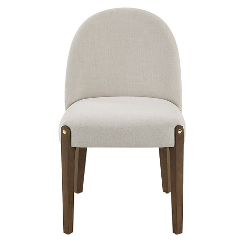 Gamarya - Side Chair Set of 2) - White Fabric & Oak