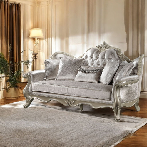 Libertee - Sofa With 5 Pillows - Beige Fabric & Champagne Libertee - Sofa With 5 Pillows - Beige Fabric & Champagne