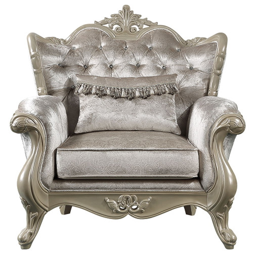 Libertee - Chair With Pillow - Beige Fabric & Champagne