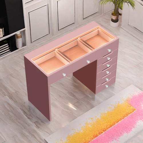 Diana Vanity Desk - 8 Storage Drawers 3-Color LED Light Strip